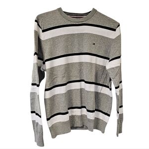 Men's Tommy Hilfiger Gray White Blue Striped Sweater